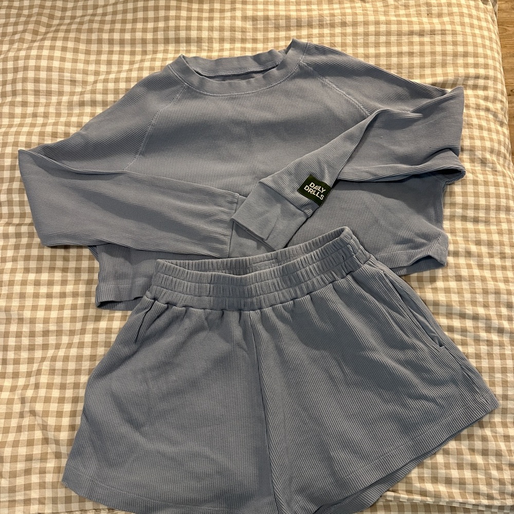 Daily Drills Blue Women Shorts Set